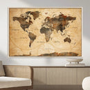 Push Pin World Map Canvas Print – Travel Tracker Wall Art