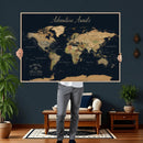 Custom Push Pin World Map Wall Canvas Print – Personalized