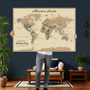 Personalized Push Pin Map with Pin Wall Art Canvas Print –