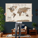 Personalized Push Pin World Map Canvas Print Custom Family
