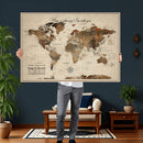 Large Custom World Map Canvas – Custom Framed Push Pin