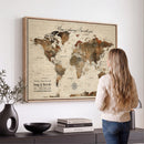 Large Custom World Map Canvas – Custom Framed Push Pin