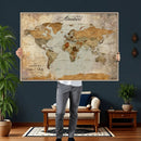 Customized Push Pin World Map Wall Art Canvas Print with by MyGreatCanvas | Canvas Wall Art Prints | Photo Prints & Wall Decor