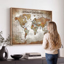 Personalized Vintage Map Wall Art Canvas Print – Custom Push
