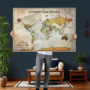 Personalized World Map Wall Art Canvas Print – Custom Push by MyGreatCanvas | Canvas Wall Art Prints | Photo Prints & Wall Decor