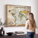 Personalized World Map Wall Art Canvas Print – Custom Push
