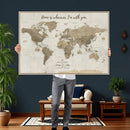 Push Pin World Map Canvas Print – Travel Tracker Wall Art