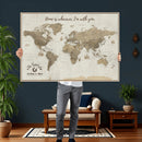 Push Pin World Map Canvas Print – Travel Tracker Wall Art