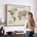 Push Pin World Map Canvas Print – Travel Tracker Wall Art