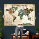 Grunge Personalized World Map Wall Art Canvas Print – Custom by MyGreatCanvas | Canvas Wall Art Prints | Photo Prints & Wall Decor
