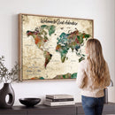 Grunge Personalized World Map Wall Art Canvas Print – Custom