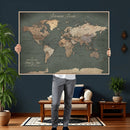 Personalized World Map Wall Art – Custom Framed Push Pin