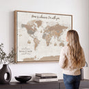 Personalized World Map Wall Art Canvas Print – Customizable