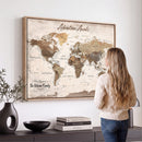 Custom Push Pin World Map Wall Art Canvas Print –
