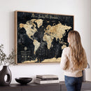 Personalized Push Pin World Map Canvas – Custom Framed
