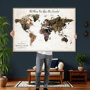 Personalized Push Pin World Map Canvas Print – Custom Framed
