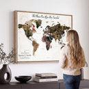 Personalized Push Pin World Map Canvas Print – Custom Framed