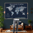 Framed Personalized World Map Custom Travel Memory Gift
