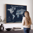 Framed Personalized World Map Custom Travel Memory Gift