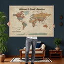 Personalized Push Pin World Map Canvas – Custom Framed