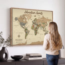 Custom Push Pin World Map Print – Personalized Canvas Wall