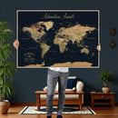Personalized World Map Wall Art Print – Custom Push Pin