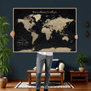 Framed Custom World Map Canvas Print – Custom Push Pin