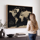 Framed Custom World Map Canvas Print – Custom Push Pin