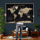 Framed Custom World Map Canvas Print – Custom Push Pin