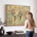 Personalized World Map Canvas – Custom Framed Push Pin