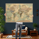 Personalized World Map Canvas – Custom Framed Push Pin