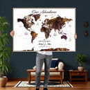 Personalized Vintage World Map Canvas – Custom Framed Push