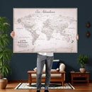 Personalized Vintage World Map Canvas Print – Custom Push