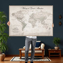 Personalized World Map Canvas Print – Custom Push Pin Travel