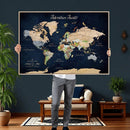 Personalized Antique World Map Canvas Print – Custom Push