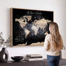 Personalize World Map Push Pin Wall Canvas Print –