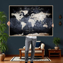 Custom Push Pin World Map Wall Canvas Print – Personalized