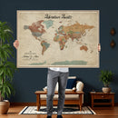 Push Pin Customize World Map Wall Canvas Print –