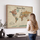 Push Pin Customize World Map Wall Canvas Print –