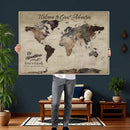 Custom Push Pin World Map Wall Canvas Print – Personalized