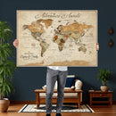 Custom Push Pin World Map Wall Canvas Print