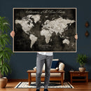 Personalized Push Pin World Map Canvas – Custom Framed