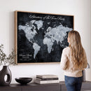 Personalized Push Pin World Map Canvas – Custom Framed