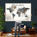 Custom Push Pin World Map Wall Art Canvas Print –