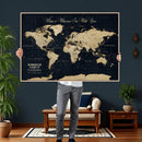 Personalized Push Pin World Map Canvas – Custom Framed