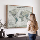 Personalized Push Pin World Map Canvas – Custom Framed