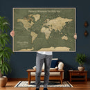 Personalized Push Pin World Map Canvas – Custom Framed