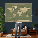 Personalized Push Pin World Map Canvas – Custom Framed