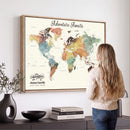 Custom Push Pin World Map Wall Art Canvas Print –
