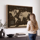 Personalized Push Pin World Map Canvas – Custom Framed
